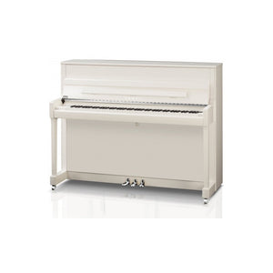 Kawai K200 Acoustic Upright Piano Polished White Silver Fittings