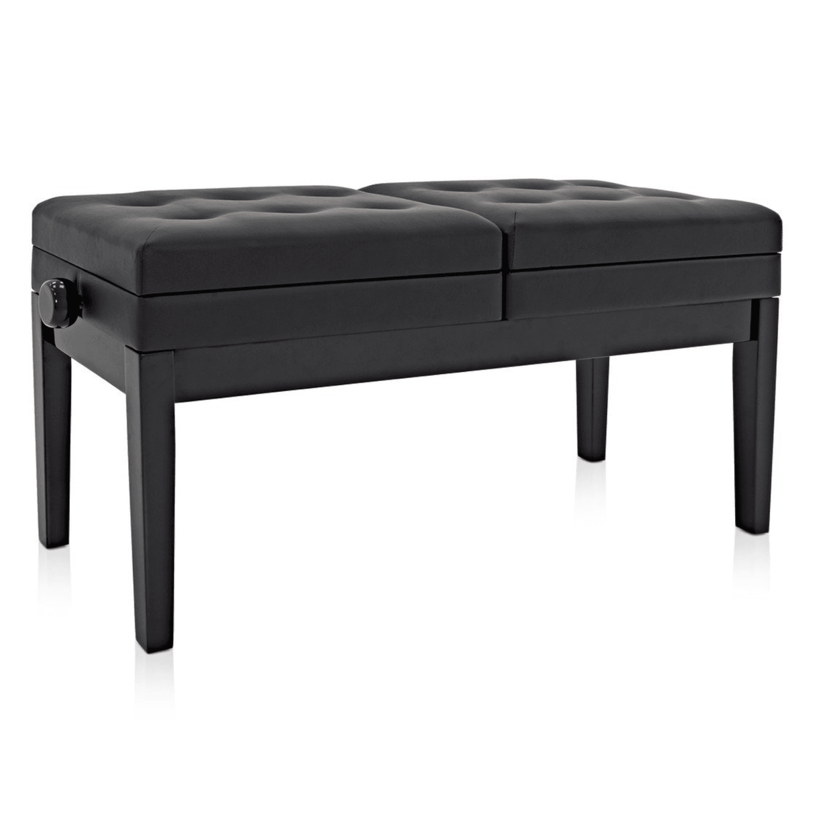 Berkeley RPBD1BK Adjustable Duet Piano Bench with Storage Satin Black