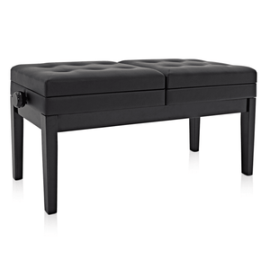 Berkeley RPBD1BK Adjustable Duet Piano Bench with Storage Satin Black