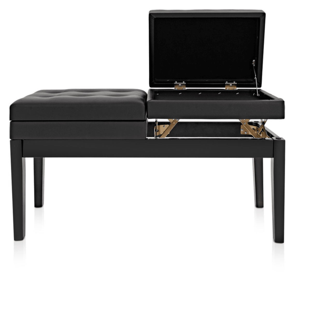 Berkeley RPBD1BK Adjustable Duet Piano Bench with Storage Satin Black