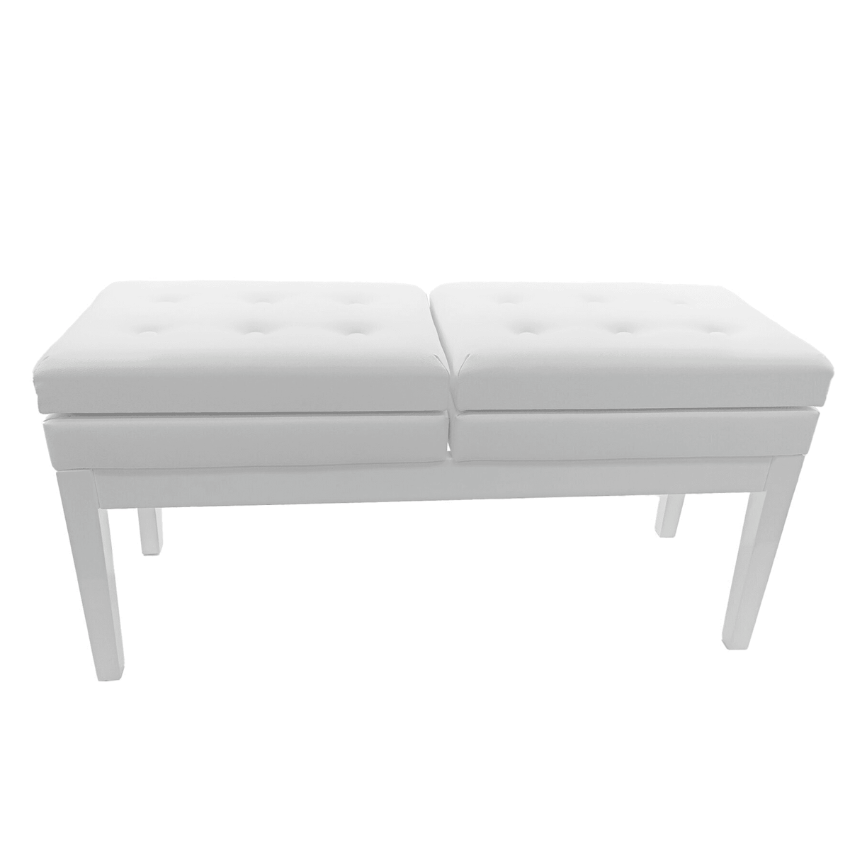 Berkeley RPBD1WH Adjustable Duet Piano Bench with Storage Satin White