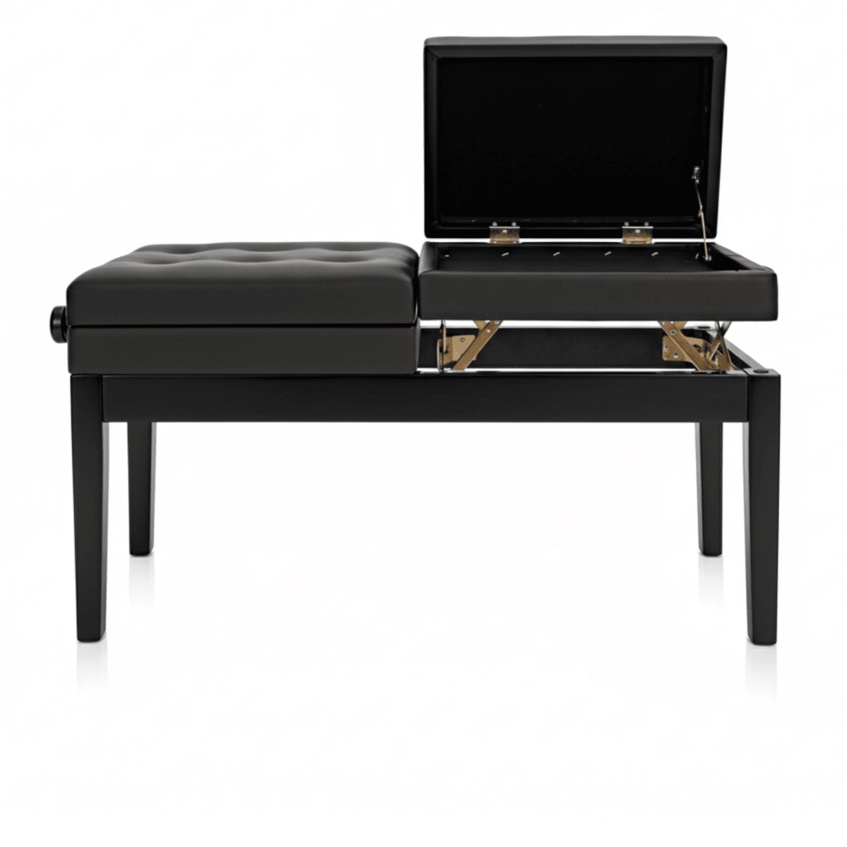 Berkeley RPBD1PE Adjustable Duet Piano Bench with Storage Polished Ebony