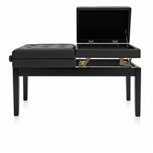 Berkeley RPBD1PE Adjustable Duet Piano Bench with Storage Polished Ebony