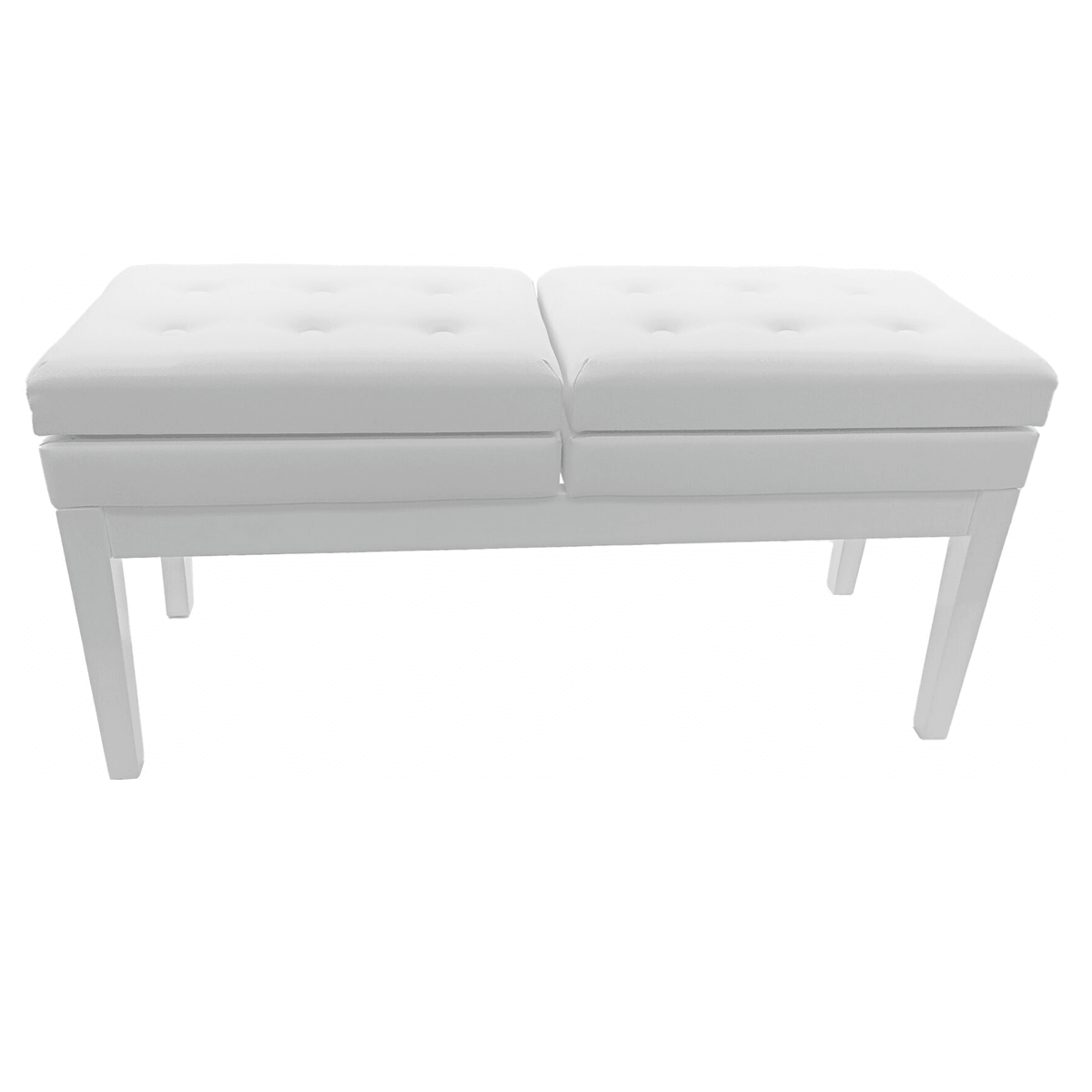 Berkeley RPBD1PW Adjustable Duet Piano Bench with Storage Polished White