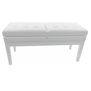 Berkeley RPBD1PW Adjustable Duet Piano Bench with Storage Polished White