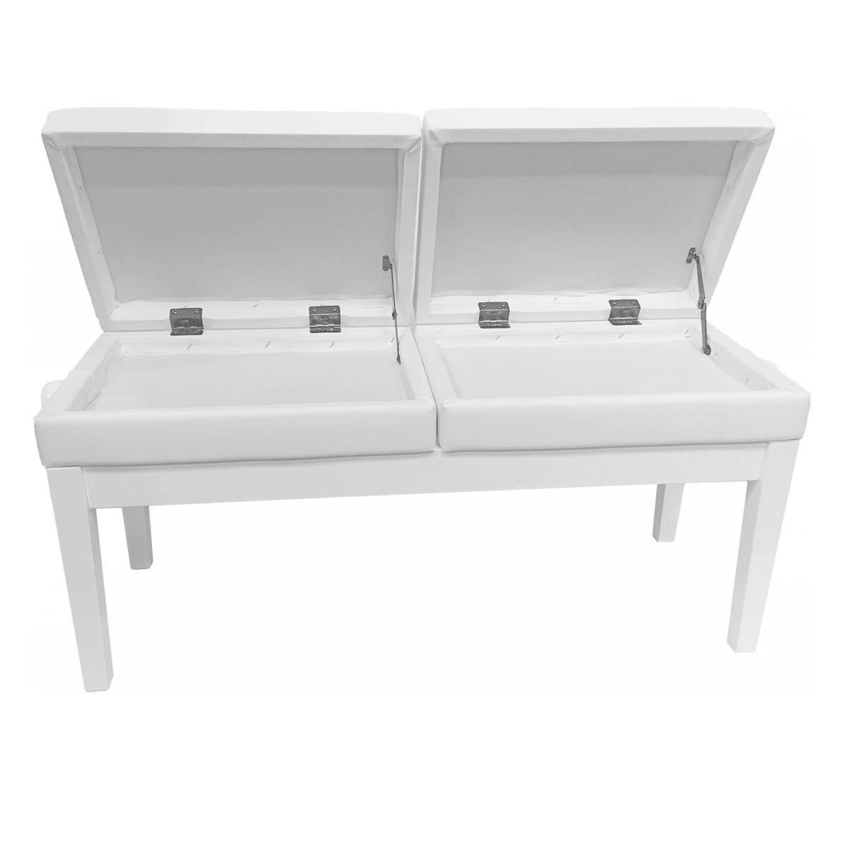 Berkeley RPBD1PW Adjustable Duet Piano Bench with Storage Polished White