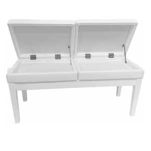 Berkeley RPBD1PW Adjustable Duet Piano Bench with Storage Polished White