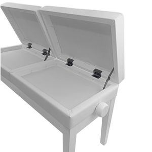 Berkeley RPBD1PW Adjustable Duet Piano Bench with Storage Polished White