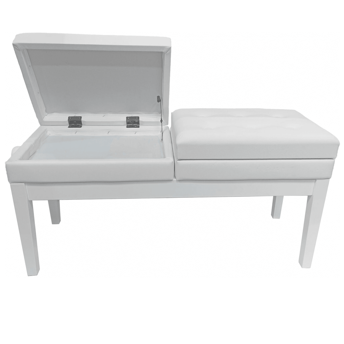 Berkeley RPBD1PW Adjustable Duet Piano Bench with Storage Polished White