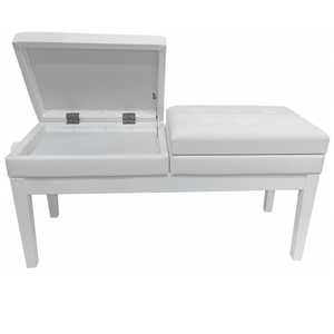Berkeley RPBD1PW Adjustable Duet Piano Bench with Storage Polished White