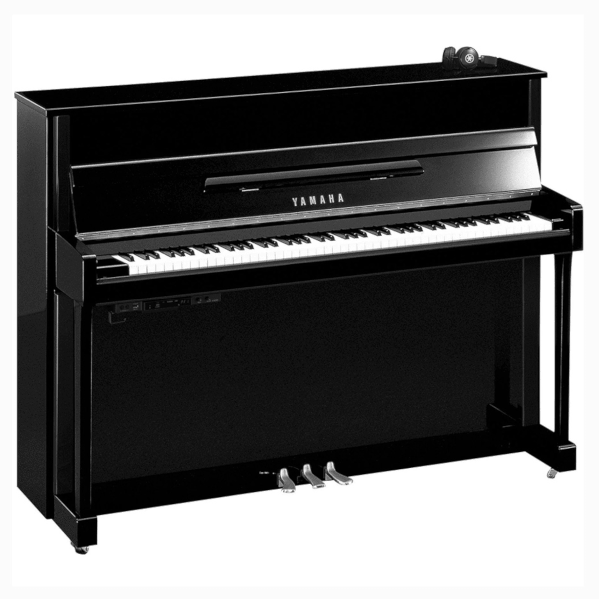 Yamaha B2 TC3 Transacoustic Upright Piano Chrome Hardware Polished Ebony