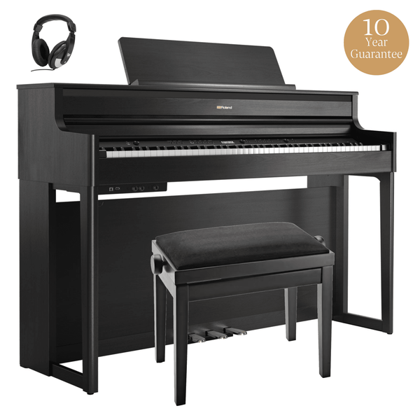 Roland HP704 Premium Concert Class Digital Piano Standard Package Charcoal Black