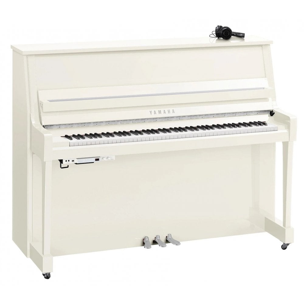 Yamaha B20SC3 PWHC Silent Upright Acoustic Piano Polished White Chrome Fittings