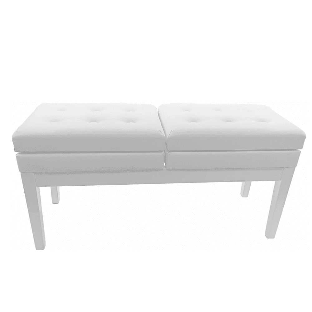 Perfect Condition Customer Return Berkeley RPBD1WH Adjustable Duet Piano Bench with Storage Satin White