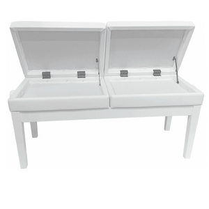 Perfect Condition Customer Return Berkeley RPBD1WH Adjustable Duet Piano Bench with Storage Satin White