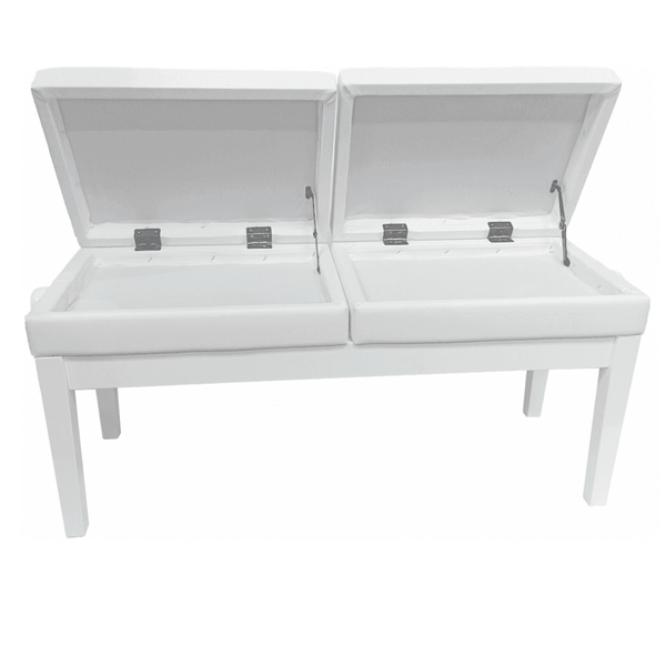 Perfect Condition Customer Return Berkeley RPBD1WH Adjustable Duet Piano Bench with Storage Satin White