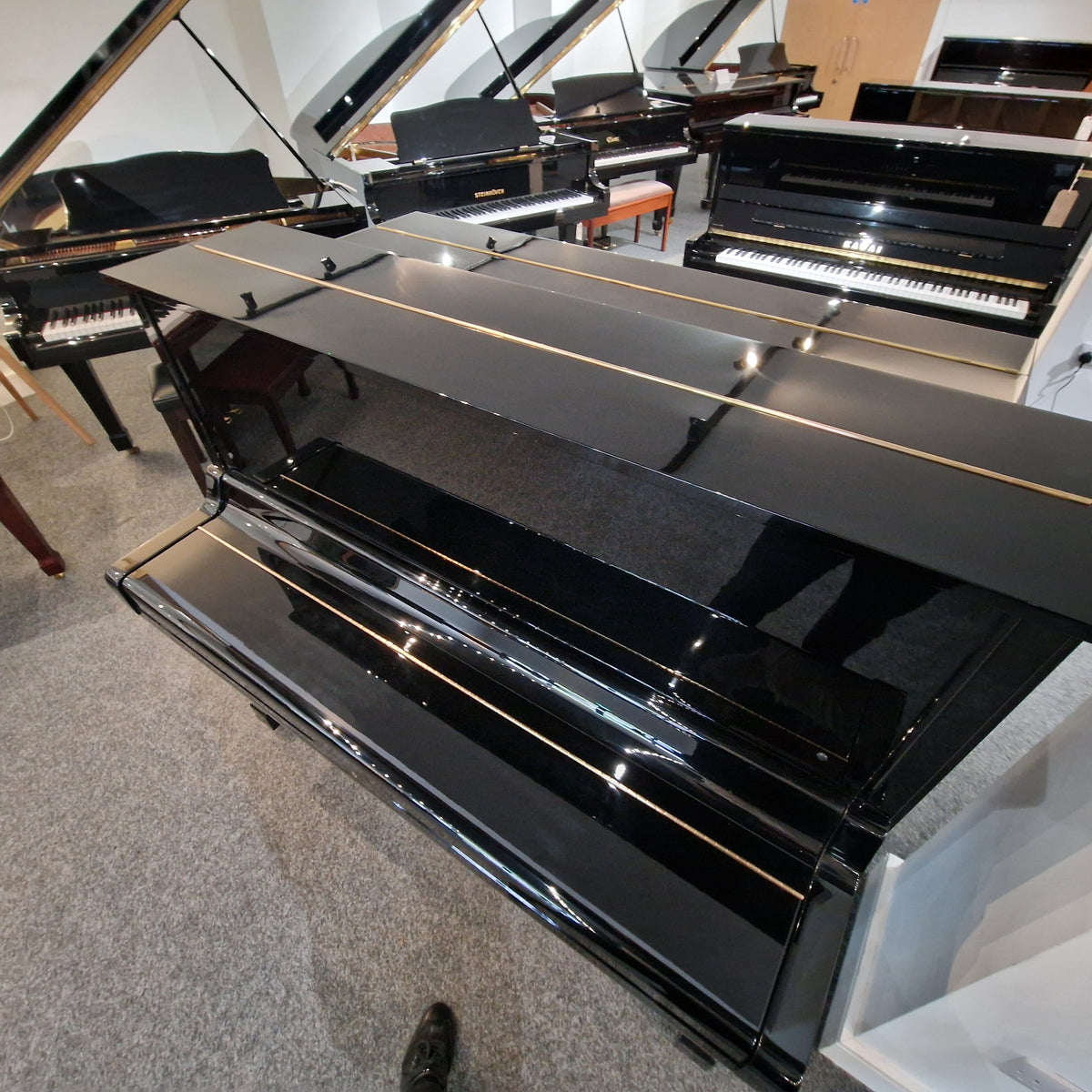 Refurbished Yamaha U3 Upright Piano Polished Ebony - Japan, 1985 | Preston Store