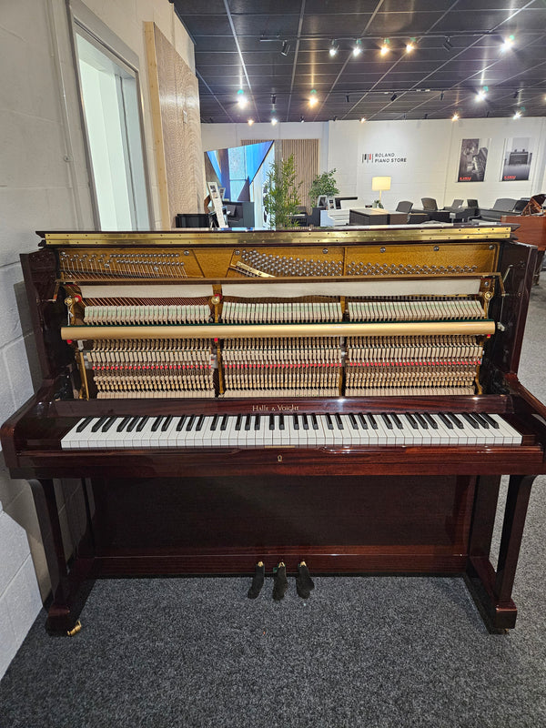 Secondhand Halle & Voight HV122 Acoustic Upright Piano Polished Mahogany