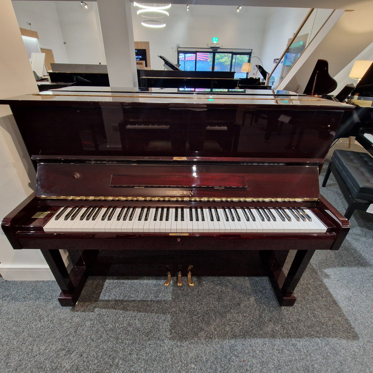 Secondhand Reid-Sohn SU121 Upright Piano Polished Mahogany