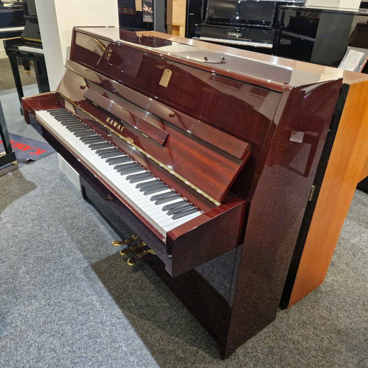 Secondhand Kawai K15 Upright Piano Polished Mahogany