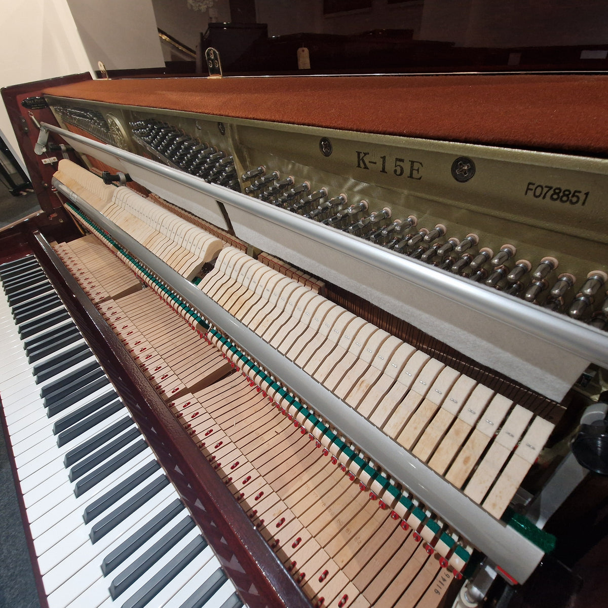 Secondhand Kawai K15 Upright Piano Polished Mahogany