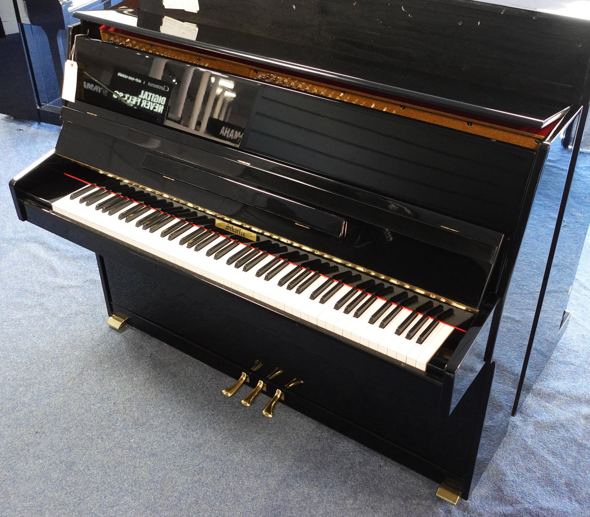 Secondhand Schaefer 109 Upright Piano Polished Ebony