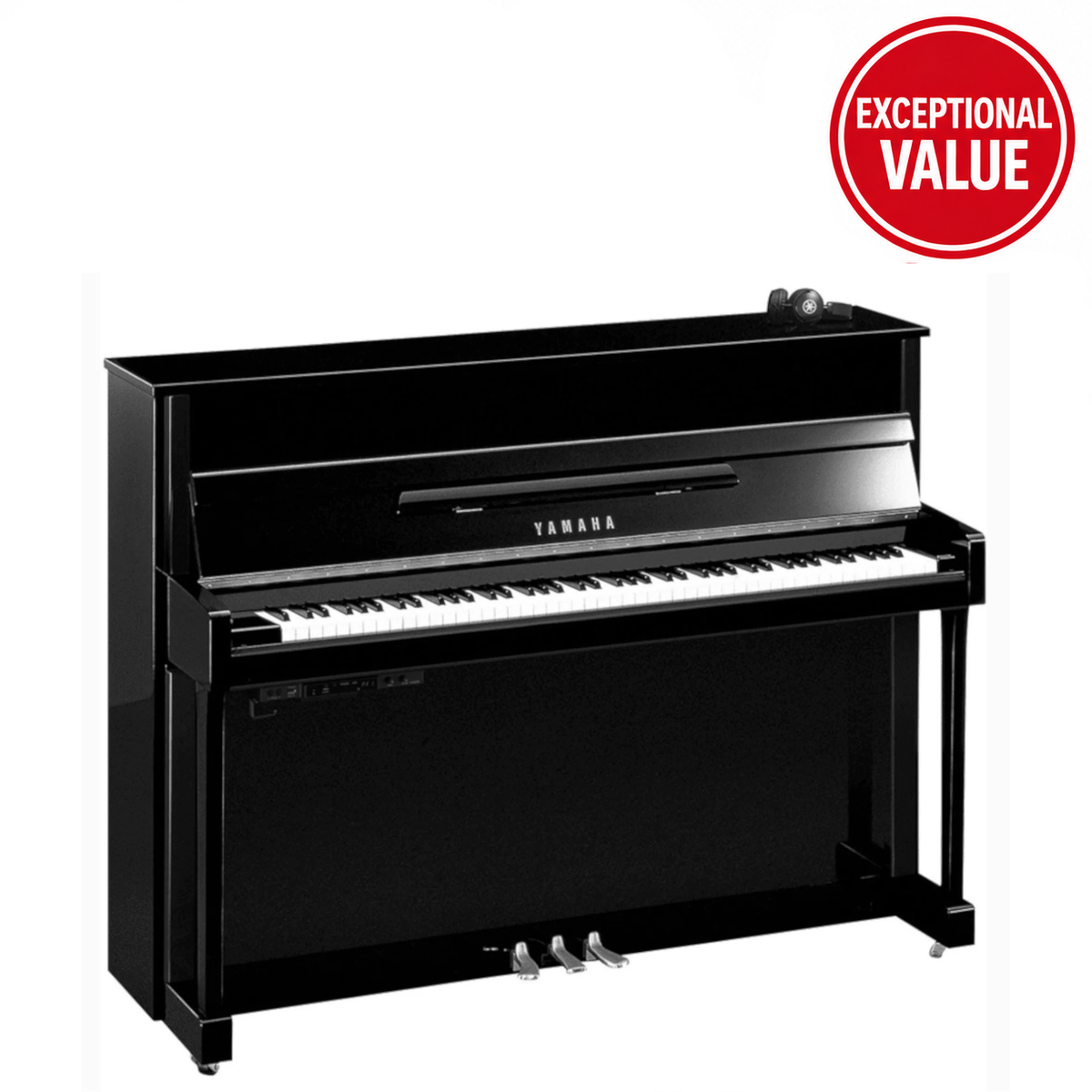 Yamaha B2 TC3 Transacoustic Upright Piano Chrome Hardware Polished Ebony