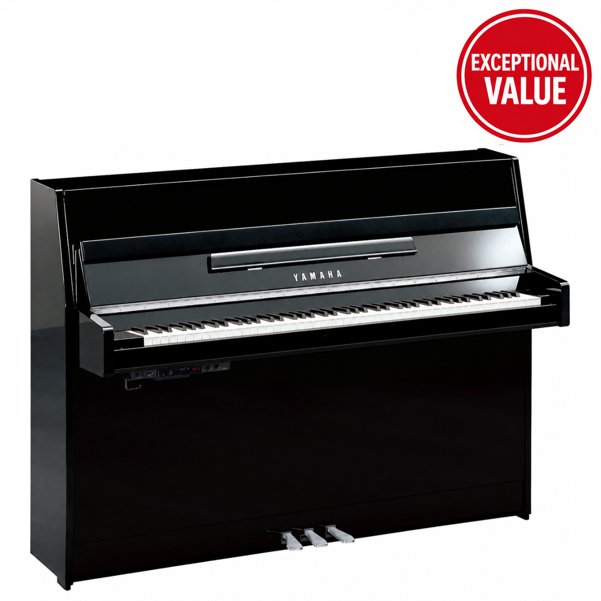 Yamaha B1 TC3 TransAcoustic Upright Piano in Polished Ebony with Chrome Fittings
