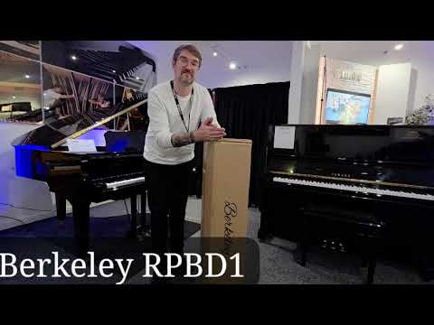 Berkeley RPBD1PW Adjustable Duet Piano Bench with Storage Polished White