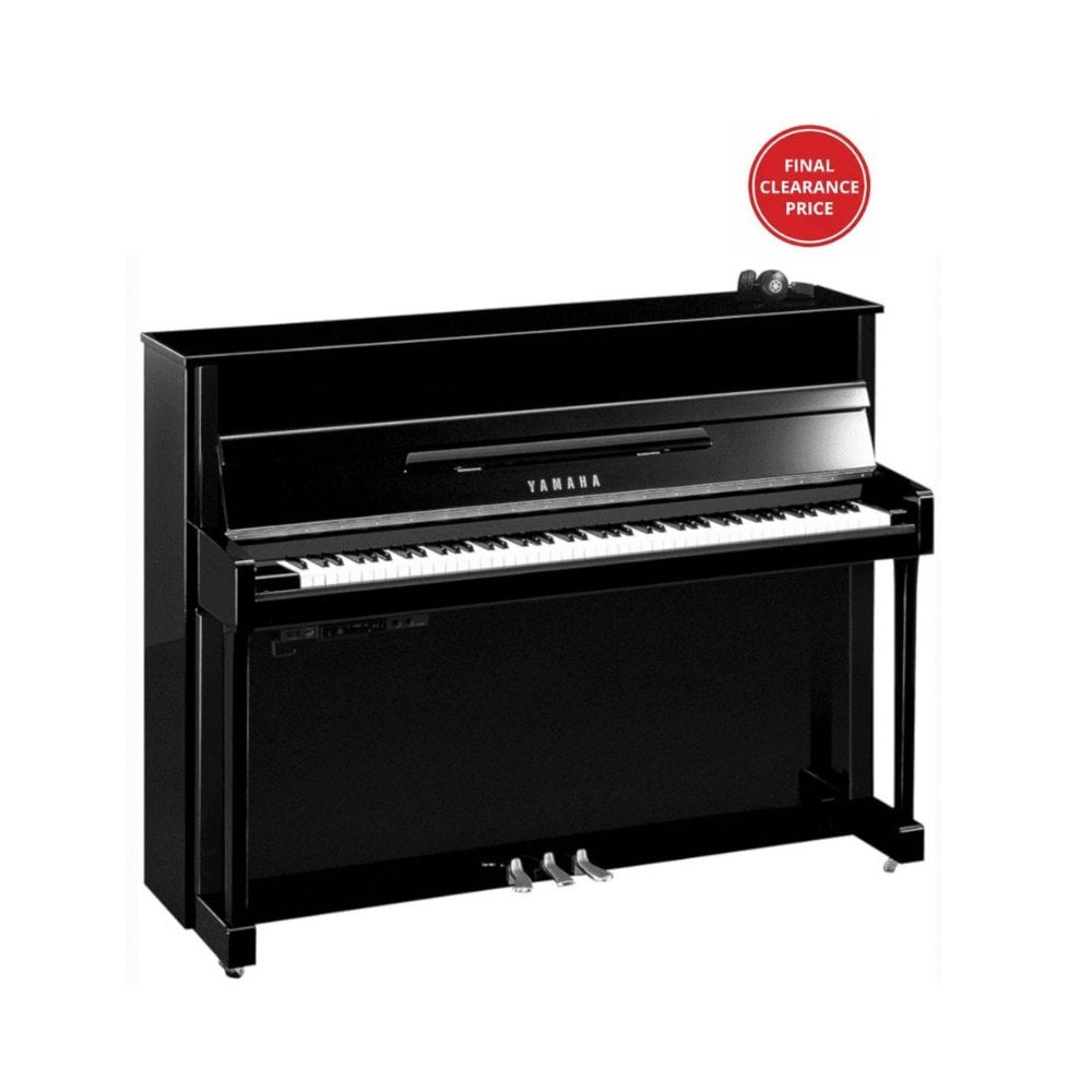 Yamaha B2 TC3 Transacoustic Upright Piano Chrome Hardware Polished Ebony