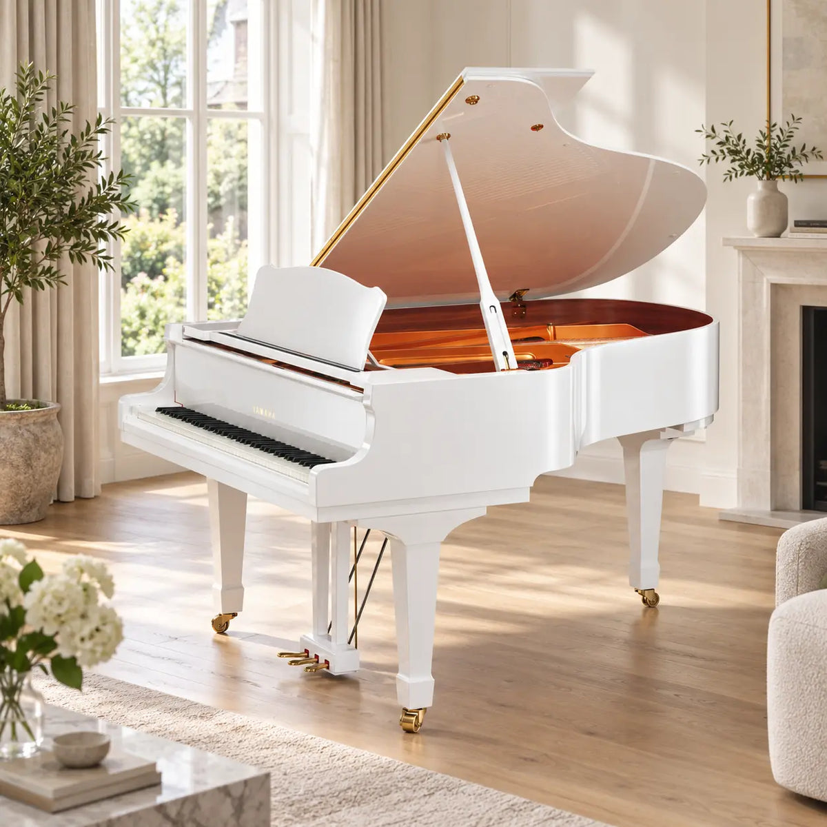 Yamaha GC2 Baby Grand Piano Polished White