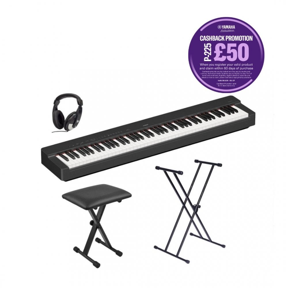 Yamaha P225 Portable Digital Piano Standard Package Black